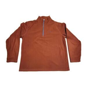 Eddie Bauer Mens L Burnt Orange Fleece 1/4 Zip Up Pullover Jacket